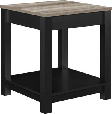 Dorel Carver End Table With 1 Shelf In Black / Distressed Woodgrain - image 1