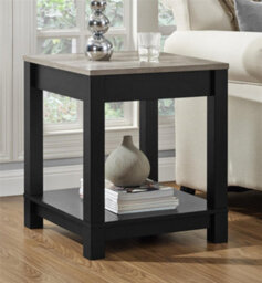 Dorel Carver End Table With 1 Shelf In Black / Distressed Woodgrain - thumbnail 2