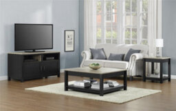 Dorel Carver End Table With 1 Shelf In Black / Distressed Woodgrain - thumbnail 3