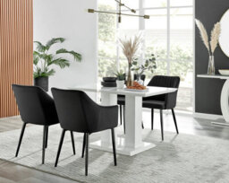 Furniturebox Uk 4 Seater Dining Set - Imperia White High Gloss Dining Table And Chairs - 4 Black Calla Black Leg Chairs - thumbnail 1