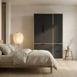 Urbn-Living Urbnliving 3 Door Wardrobe With 4 Drawers Wooden Bedroom Storage Cupboard With Hanging Rail For Clothes - Oak Unit & Black Doors - thumbnail 7