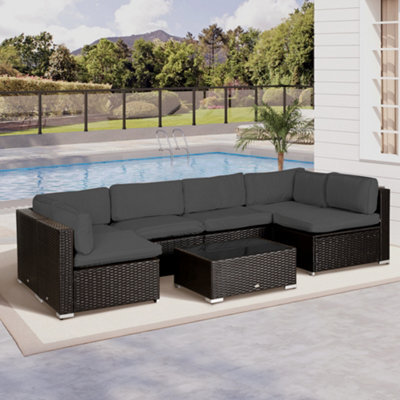 Outsunny Garden Rattan Sofa Set Polyester Cover Replacement No Cushion Grey-Green - image 1