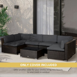Outsunny Garden Rattan Sofa Set Polyester Cover Replacement No Cushion Grey-Green - thumbnail 6
