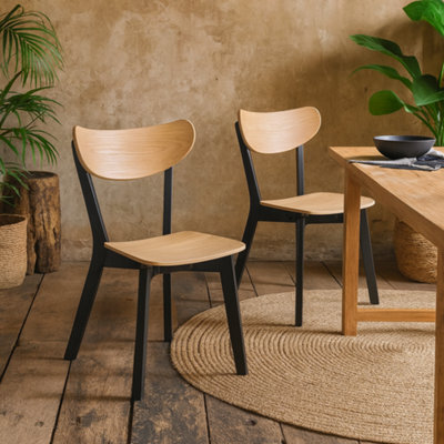 Wyld Haus Set Of 2 Saffron Black And Natural Oak Effect Dining Chairs - image 1