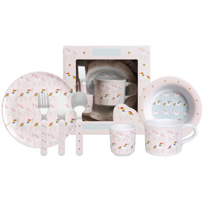 Childs Dining Set: Sophie Allport Unicorn Dining Set, Melamine - image 1