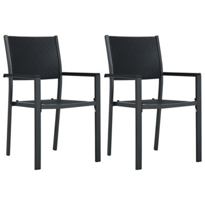 Berkfield Garden Chairs 2 Pcs Black Plastic Rattan Look - image 1