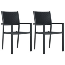 Berkfield Garden Chairs 2 Pcs Black Plastic Rattan Look - thumbnail 1