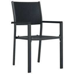 Berkfield Garden Chairs 2 Pcs Black Plastic Rattan Look - thumbnail 2
