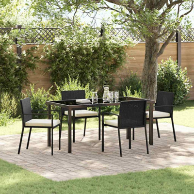 Berkfield Garden Dining Set 5 Pcs Black Poly Rattan - image 1