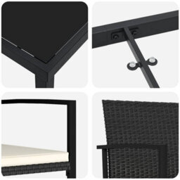 Berkfield Garden Dining Set 5 Pcs Black Poly Rattan - thumbnail 9