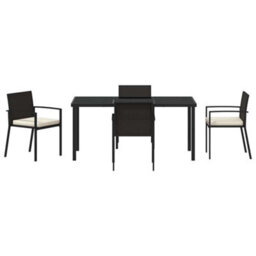Berkfield Garden Dining Set 5 Pcs Black Poly Rattan - thumbnail 7