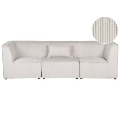 Beliani Modular Sofa 3 Seater Lemvig Corduroy Beige - image 1