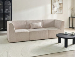Beliani Modular Sofa 3 Seater Lemvig Corduroy Beige - thumbnail 2