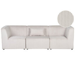 Beliani Modular Sofa 3 Seater Lemvig Corduroy Beige - thumbnail 1