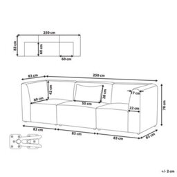 Beliani Modular Sofa 3 Seater Lemvig Corduroy Beige - thumbnail 3
