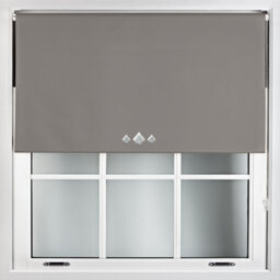 Furnished Thermal Blackout Roller Blinds With Triple Diamond Eyelets & Metal Fittings - Dark Grey (W)65Cm (L)165Cm