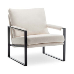 Teddy Boucle Fabric Accent Chair In White - thumbnail 2