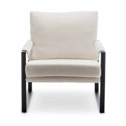 Teddy Boucle Fabric Accent Chair In White - thumbnail 4