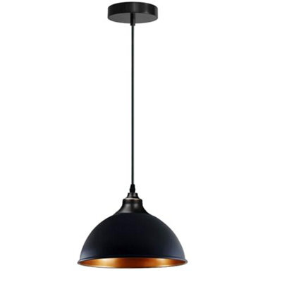 Ledsone Black Inner Gold Vintage Dome Pendant Light 21Cm Industrial Ceiling Lamp With Bulb For Dining Room Bar Or Restaurant - image 1