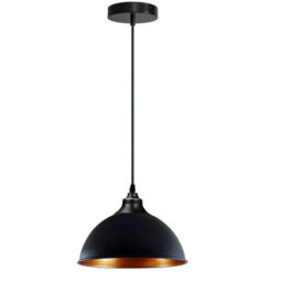 Ledsone Black Inner Gold Vintage Dome Pendant Light 21Cm Industrial Ceiling Lamp With Bulb For Dining Room Bar Or Restaurant - thumbnail 1