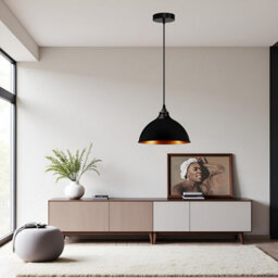 Ledsone Black Inner Gold Vintage Dome Pendant Light 21Cm Industrial Ceiling Lamp With Bulb For Dining Room Bar Or Restaurant - thumbnail 4