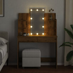 Berkfield Dressing Table With Led Lights Artisan Oak 96X40X142 Cm - thumbnail 4