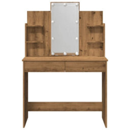 Berkfield Dressing Table With Led Lights Artisan Oak 96X40X142 Cm - thumbnail 7