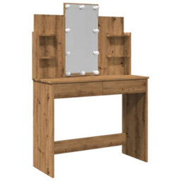 Berkfield Dressing Table With Led Lights Artisan Oak 96X40X142 Cm - thumbnail 5