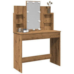 Berkfield Dressing Table With Led Lights Artisan Oak 96X40X142 Cm - thumbnail 1