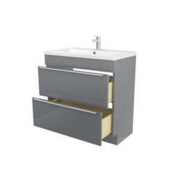 GoodHome Imandra Matt Grey Freestanding Vanity Unit & Basin Set With 2 Chrome Effect Handle (W)804mm (H)670mm - thumbnail 1