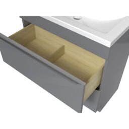 GoodHome Imandra Matt Grey Freestanding Vanity Unit & Basin Set With 2 Chrome Effect Handle (W)804mm (H)670mm - thumbnail 3