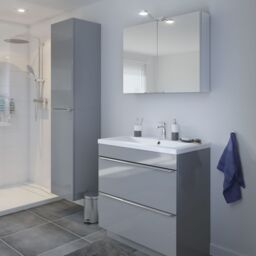 GoodHome Imandra Matt Grey Freestanding Vanity Unit & Basin Set With 2 Chrome Effect Handle (W)804mm (H)670mm - thumbnail 2