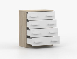 Arte Minimalist Oak Sonoma And White Chest H930mm W800mm D400mm - White Handles For Clean Interiors - thumbnail 3
