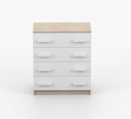 Arte Minimalist Oak Sonoma And White Chest H930mm W800mm D400mm - White Handles For Clean Interiors - thumbnail 2