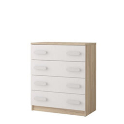 Arte Minimalist Oak Sonoma And White Chest H930mm W800mm D400mm - White Handles For Clean Interiors - thumbnail 1