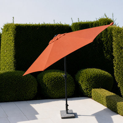 Garden Market Place The Garden Marketplace Garden Parasol 2.7M With Tilt And Crank Handle, Polyester Canopy And 38mm Aluminium Pole Terracotta - image 1