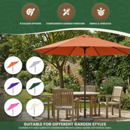 Garden Market Place The Garden Marketplace Garden Parasol 2.7M With Tilt And Crank Handle, Polyester Canopy And 38mm Aluminium Pole Terracotta - thumbnail 6