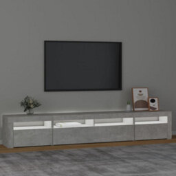 Vidaxl Tv Cabinet With Led Lights Concrete Grey 240X35X40 Cm - thumbnail 3