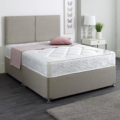 Divan Base Direct Dura Beds York Damask Sprung Divan Bed Set 6Ft Super King 4 Drawers Continental- Lino Stone - image 1