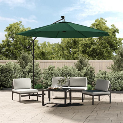 Walplus Hanging Garden Parasol With Led Lighting 300 Cm Green Metal Pole - image 1