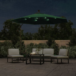 Walplus Hanging Garden Parasol With Led Lighting 300 Cm Green Metal Pole - thumbnail 3