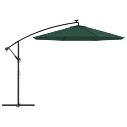 Walplus Hanging Garden Parasol With Led Lighting 300 Cm Green Metal Pole - thumbnail 4