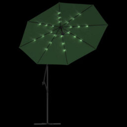 Walplus Hanging Garden Parasol With Led Lighting 300 Cm Green Metal Pole - thumbnail 6