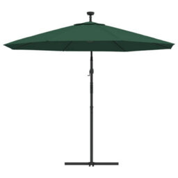Walplus Hanging Garden Parasol With Led Lighting 300 Cm Green Metal Pole - thumbnail 7