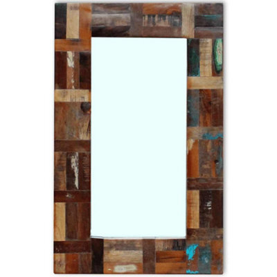 Walplus Reclaimed Wood Framed Wall Mirror Retro Multicolour Bathroom Hall Home Decor - image 1