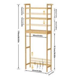 3-Tier Bamboo The Toilet Bathroom Shelf Cabinet Corner Storage Rack - thumbnail 2