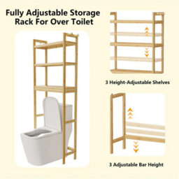 3-Tier Bamboo The Toilet Bathroom Shelf Cabinet Corner Storage Rack - thumbnail 3