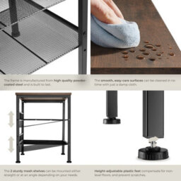 Tectake Bedside Table Lincoln - Industrial Style, With Shelf, 2 Grid Shelves, 40.5 X 40 X 50.5 Cm - Industrial Wood Dark, Rustic - thumbnail 4