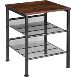Tectake Bedside Table Lincoln - Industrial Style, With Shelf, 2 Grid Shelves, 40.5 X 40 X 50.5 Cm - Industrial Wood Dark, Rustic - thumbnail 1
