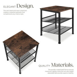 Tectake Bedside Table Lincoln - Industrial Style, With Shelf, 2 Grid Shelves, 40.5 X 40 X 50.5 Cm - Industrial Wood Dark, Rustic - thumbnail 3
